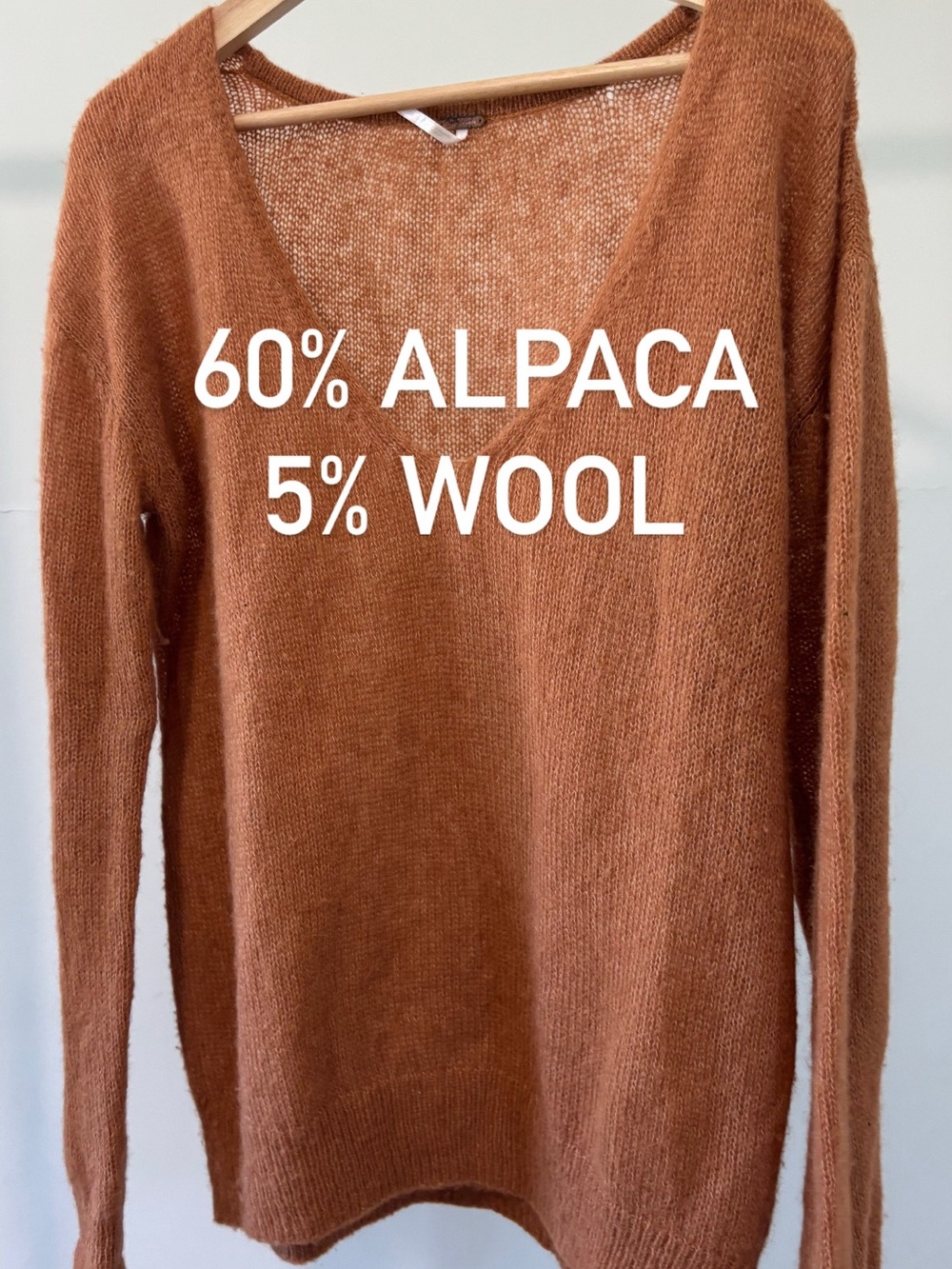 Free People Alpaca/ Wool Blend V-Neck Sweater - Rust | size XS